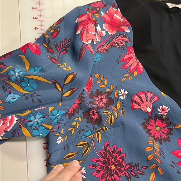 LOFT Dramatic Floral Open Front Black Border Party Travel Career Multi Jacket 16 - Picture 6 of 16